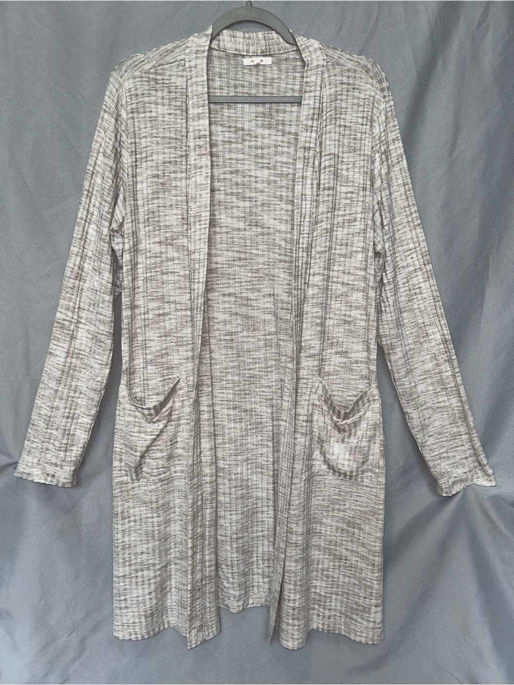 Maurices Beige Space Dye Ribbed Open Front Duster Cardigan - Size Large